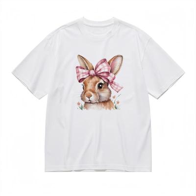 Men's Fashion Comfy Classic T-Shirt Cute Bunny Botanical Pattern Design Tee