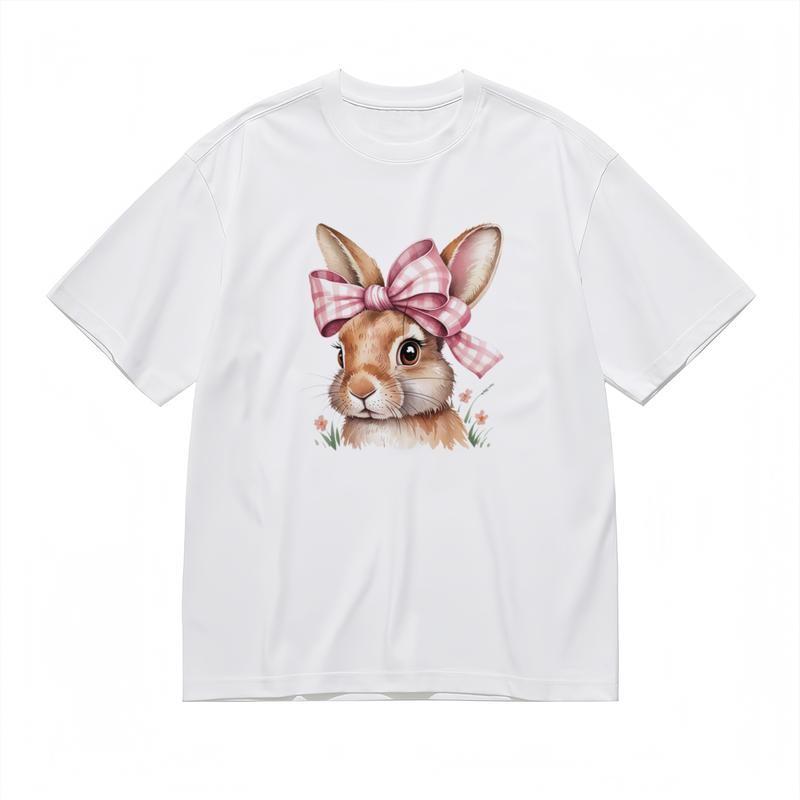 

Men s Fashion Comfy Classic T-Shirt Cute Bunny Botanical Pattern Design Tee 4XL