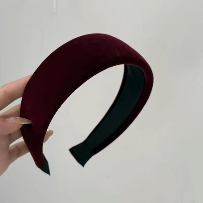 Retro French Wide Skull Top Sponge Headband for Women - Milk Coffee Color Hair Accessory