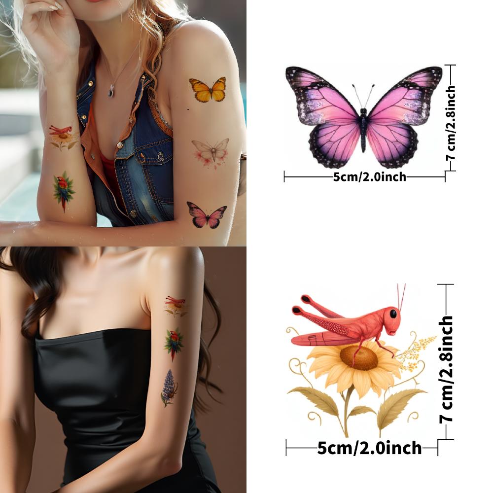 28 peças Tatuagem Temporária Adesivos de Tatuagem Temporária Veado Pavão Lótus Para Coxas Braços Masculino