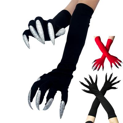 Strój na Halloween Rękawiczki łapki Długie paznokcie Czarne rękawiczki imprezowe Pazury kota Rekwizyt na Halloween Pazury wilka Rękawiczki Cosplay Kostium