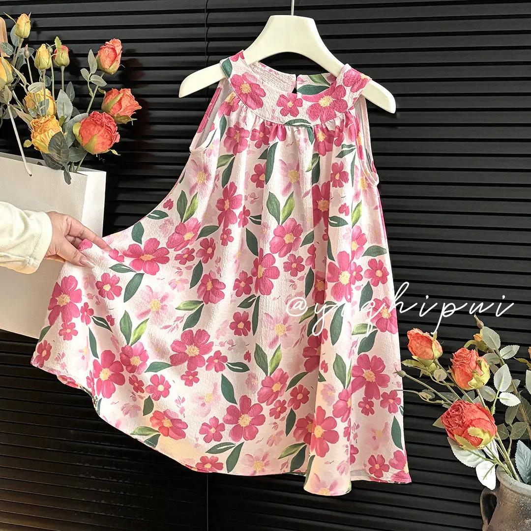 Girls Casual Dresses Enchanted Princess Sundress - Floral Halter Neck & Tiered Dress for Girls Vest Skirt Floral Halter Dress 80 красный