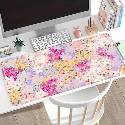 Mouse Pad Keyboard Mouse Pad Office Pad Computer Laptop Pad Desk Accessories Game Console Pad Rubber Pastel Flowers And Plants