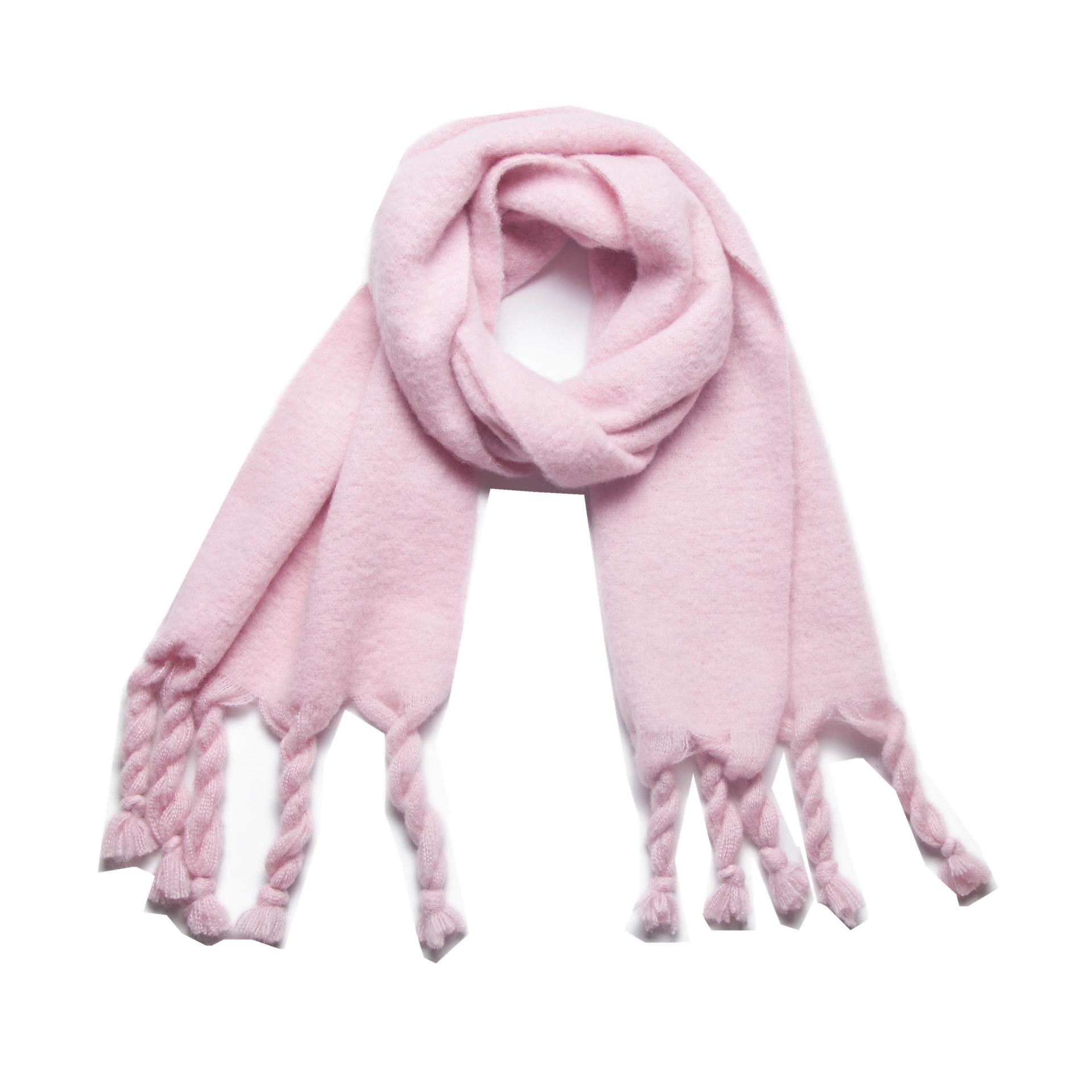 Foreign trade shawl new European, American autumn and winter circle yarn knotted thick braid thick tassel solid color scarf manufacturer 190*45+18CM