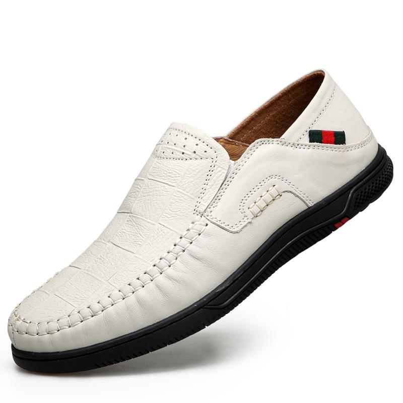 Pánské boty z hovězí kůže, ležérní nazouvací formální mokasíny, pánské mokasíny italské černé pánské řidičské boty