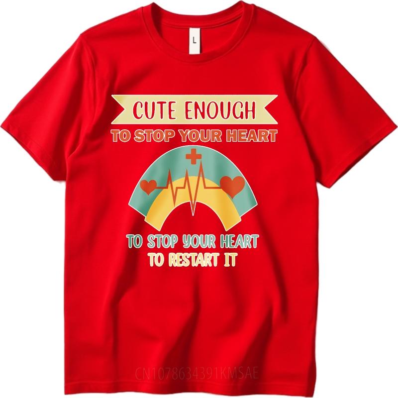 Solid Color Boys Oneck tshirt Graphic Cute Enough To Stop Your Heart To Restart It Classic For him Tshirt Unisex fashion tshirt S