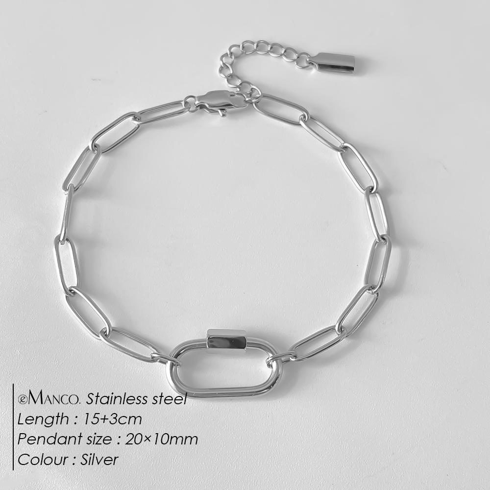 eManco Oval Buckle Heads DIY Chain Pendant Bracelet Stainless Steel Jewelry Design Match Charms Bracelets Women Accessories