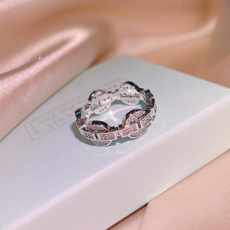 Fashion Diamond Chain Ring Female Japan and South Korea Simple Index Finger Ring Tide Hollow Ring