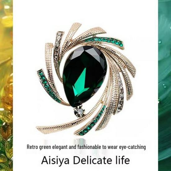 Elegant Large Zircon Brooch: Exquisite Women's Coat & Suit Accessory