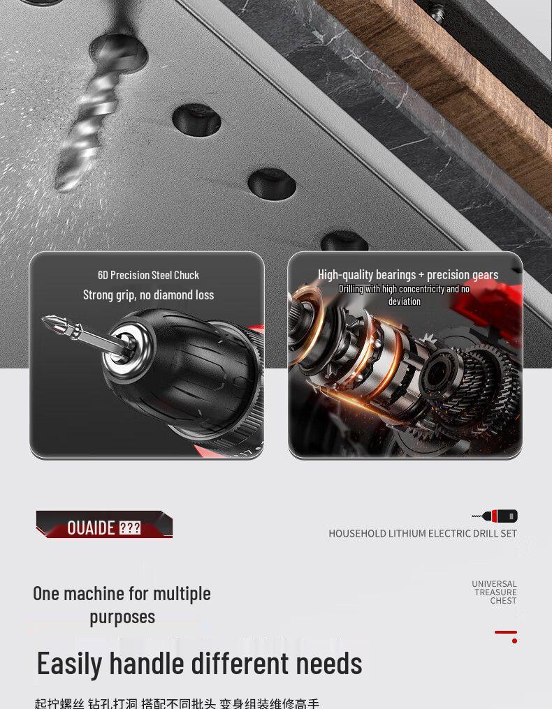 Oulide Rechargeable Lithium Drill & Electric Screwdriver Set