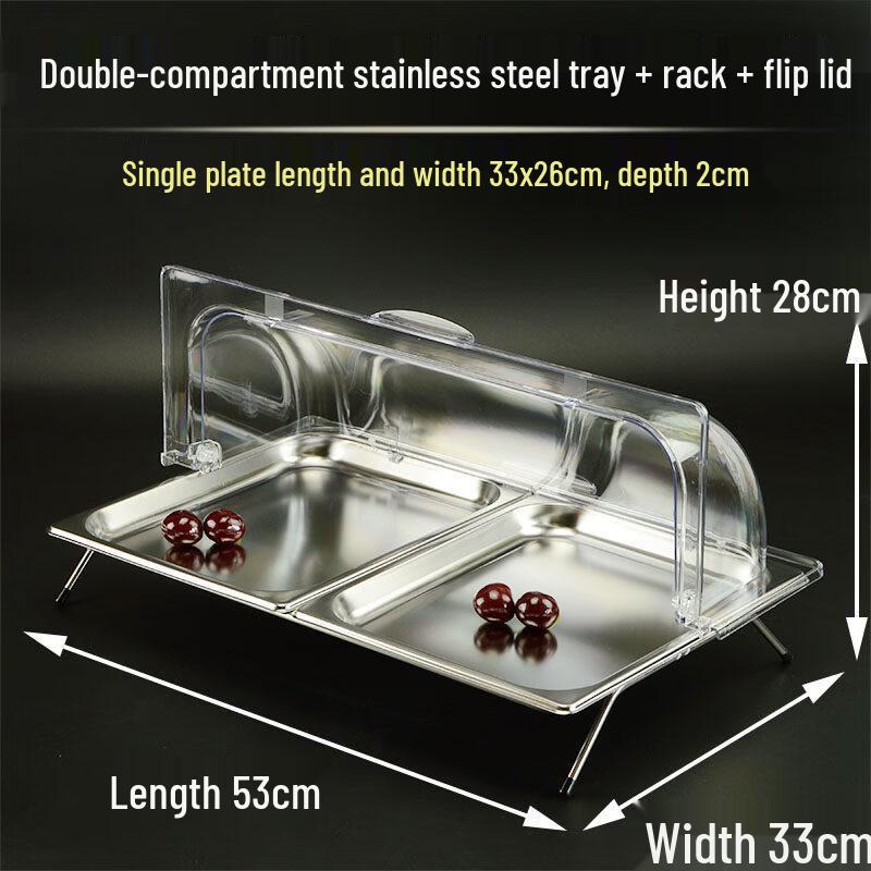 Commercial Stainless Steel Double Compartment Buffet Serving Tray