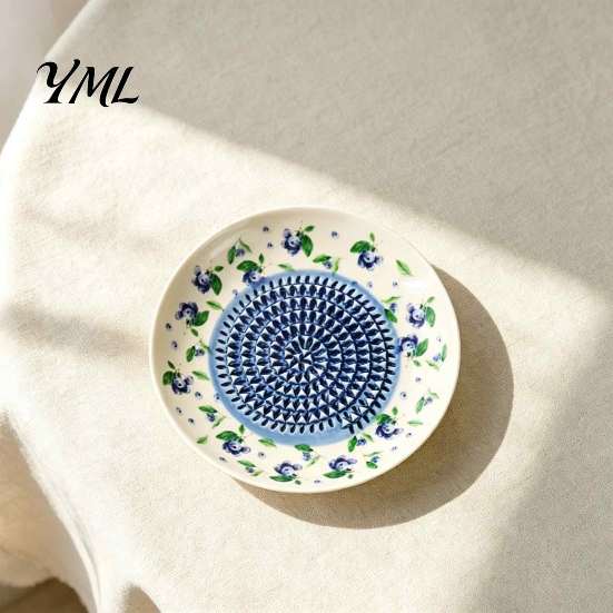 Non Slip Kitchen Grater Ceramic Garlic Plate, Fruit Print Ginger Cheese Manual Grinder, Safe Grinding Disc Multi-function Mincer Dish for Onion,