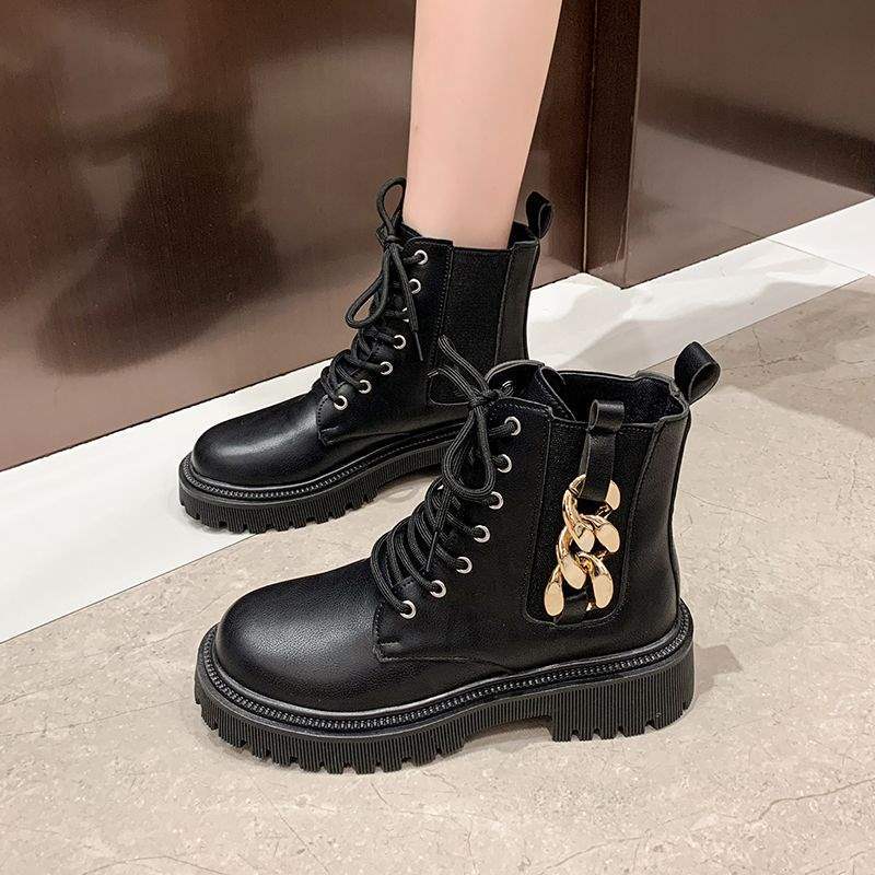 Skinny Martin boots women's 2025 autumn and winter new thick-soled heightening tide casual versatile British style handsome short boots