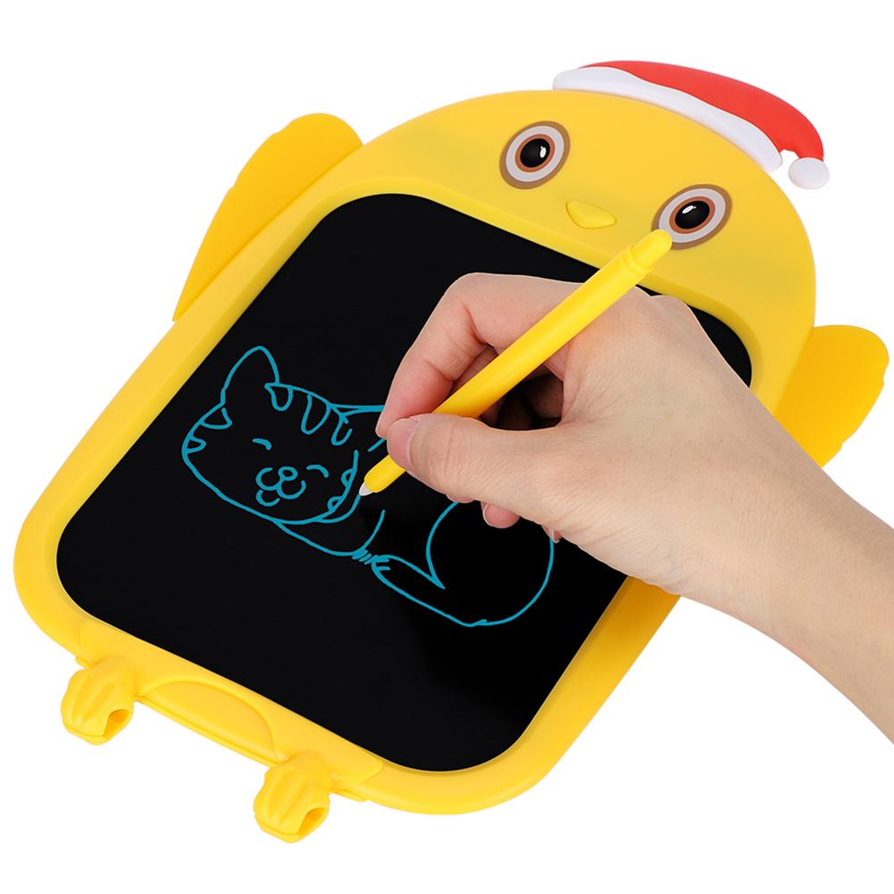 LCD Writing Tablet Christmas Hat Cartoon Owl Shape Children Yellow Drawing Graffiti Board