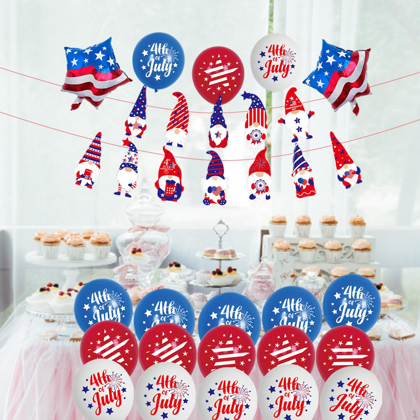 Decorations, Independence Day Patriotic Decoration, Set 22 piece Balloons, Flag Banner, Party B dwarf banner