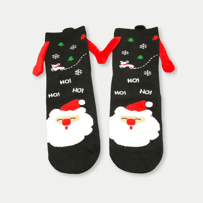 European And American Magnetic Hand-Holding Socks, Viral Mid-Calf Socks For Autumn/Winter, Trendy Cartoon Christmas Socks