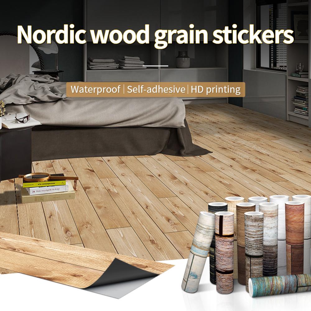 3M Waterproof Wood Vinyl Wallpaper Roll Self-adhesive Bedroom Kitchen Cabinet Furniture Decor Wall Sticker PVC Wood Grain Film 20X300CM