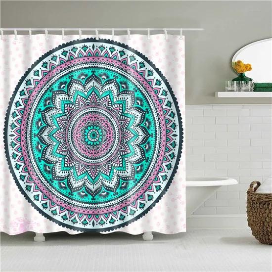 Decorative Geometric Geometry Merry Christmas Bohemian Shower Curtains Bathroom Curtain Fabric Waterproof Polyester With Hooks