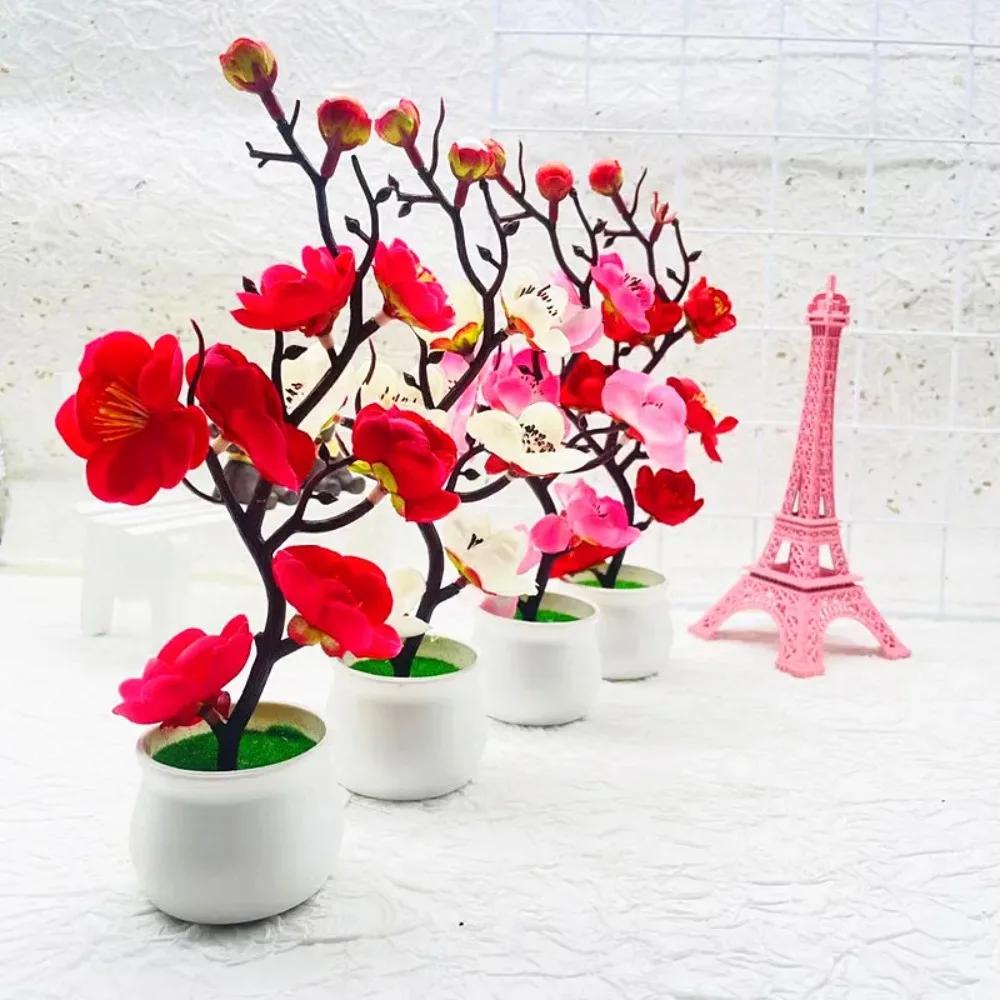 1PC New Artificial Plants Bonsai Small Tree Simulation Pot Plants Fake Flowers Table Potted Ornaments Home Mother's Day
