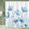 Black And White Flowers Printed Shower Curtain Partition Privacy Hanging Floral Bathroom Curtain With Hooks Decoration Curtain