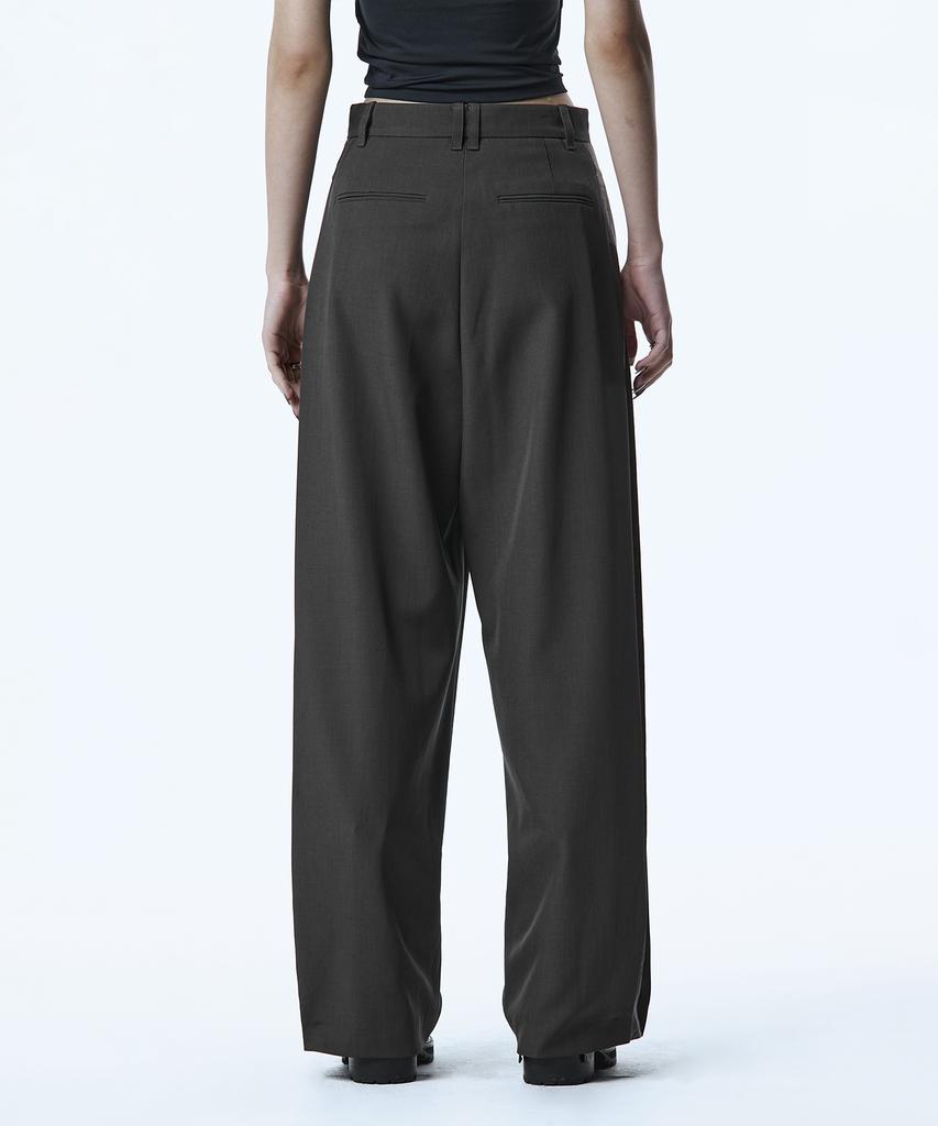 Teulimingbeodeu Side Panel Tuck Slacks [Charcoal]