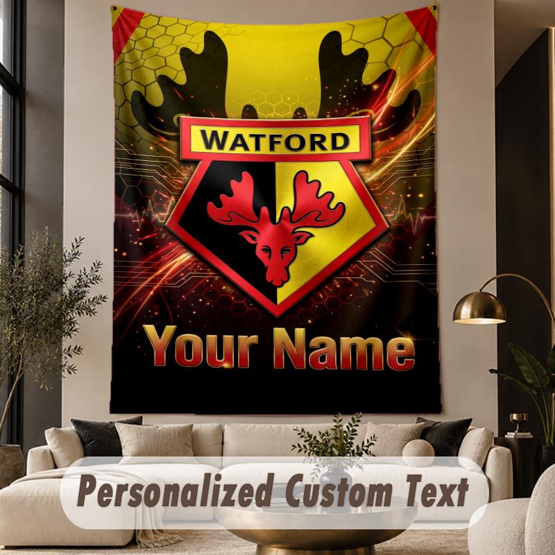 Custom Text Tapestry Watford FC Print Wall Tapestry Indoor Living Room Wall Decor