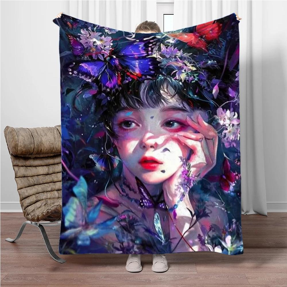 Kunst Cartoon Mädchen Decke Kinder Warm Weich Decke für Sofa Büro Picknick Bettbezug Decke Geeignet für Geburtstag Souvenir Geschenk