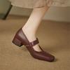 Mote Nye Vår Høst Ekte Skinn Damesko Mote Firkantet Tå Sko for Kvinner Mary Jane Sko Zapatos Mujer Damepumper