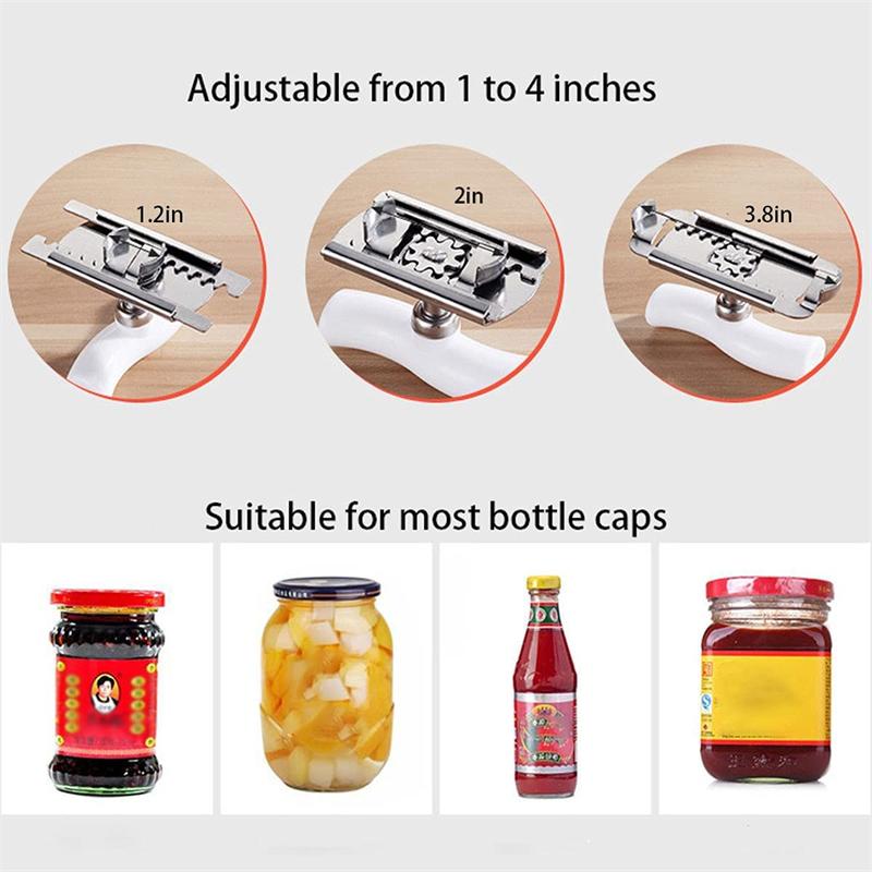 Stainless Steel Jar Opener Lids Adjustable Manual Can Bottle Opener Kitchen Accessories Can Opener for 3-9.5CM Kitchen Gadget