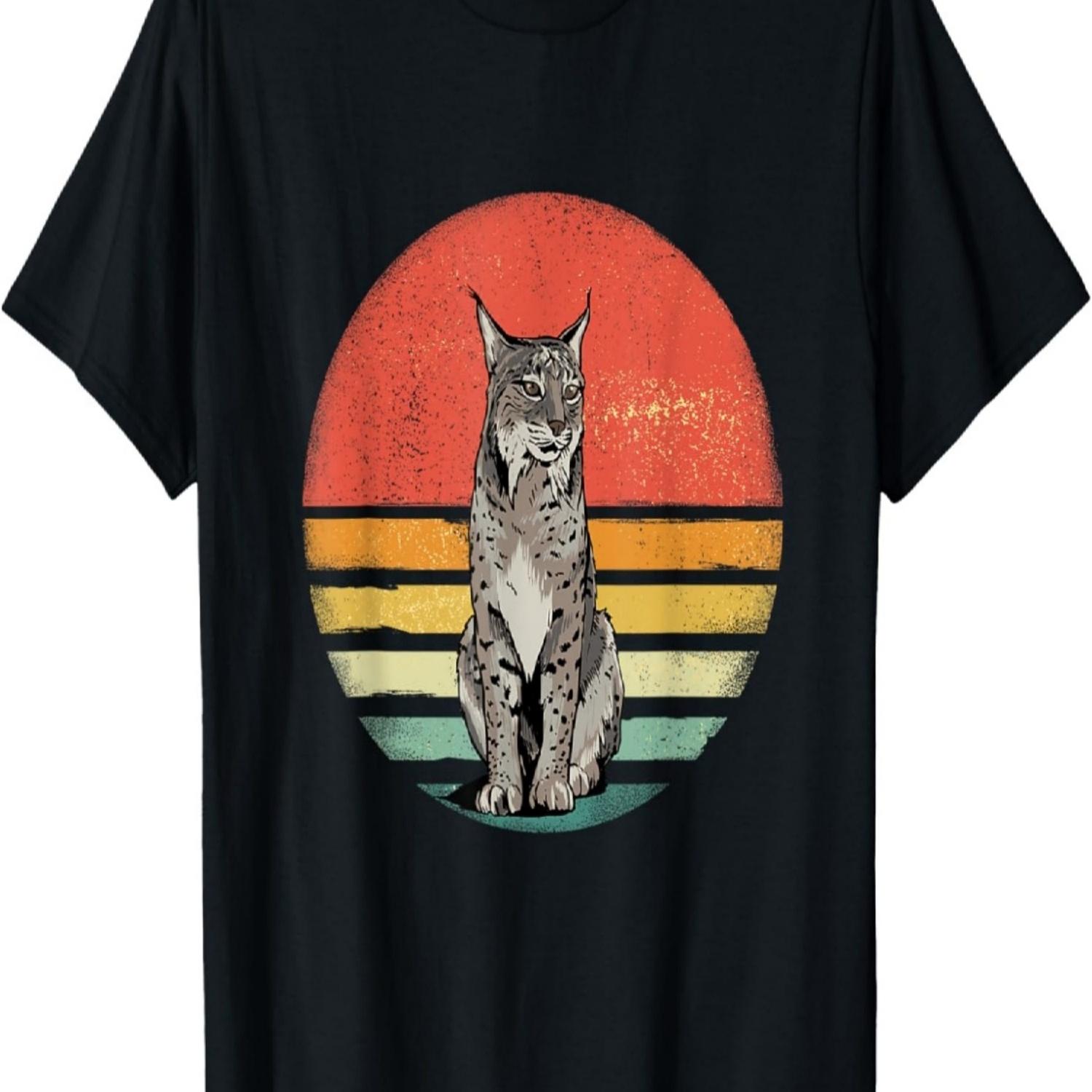 Lynx Shirt Retro Style Animal Wildlife Zoo Animal Lynx Lover T-Shirt S чёрный