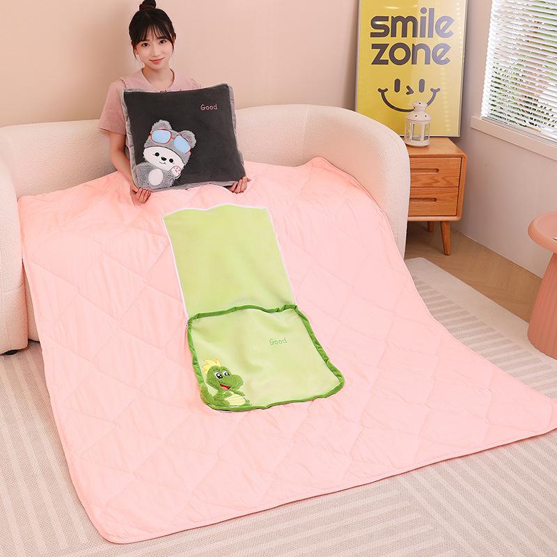 Office Pillow Quilt Cute Dinosaur Rabbit Dual-Purpose Nap Pillow Small Quilt Foldable Car Air Conditioner Quilt Cushion