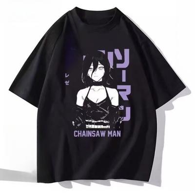 Anime Chainsaw Man Movie Reze Arc Fujimoto Tatsuki Cosplay Printed Short Sleeved T-shirt Summer Breathable Top