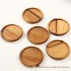 Round Solid Wood Grooved Coaster Set with Wrought Iron Rack - Non-Slip, Heat-Resistant Coasters for Home