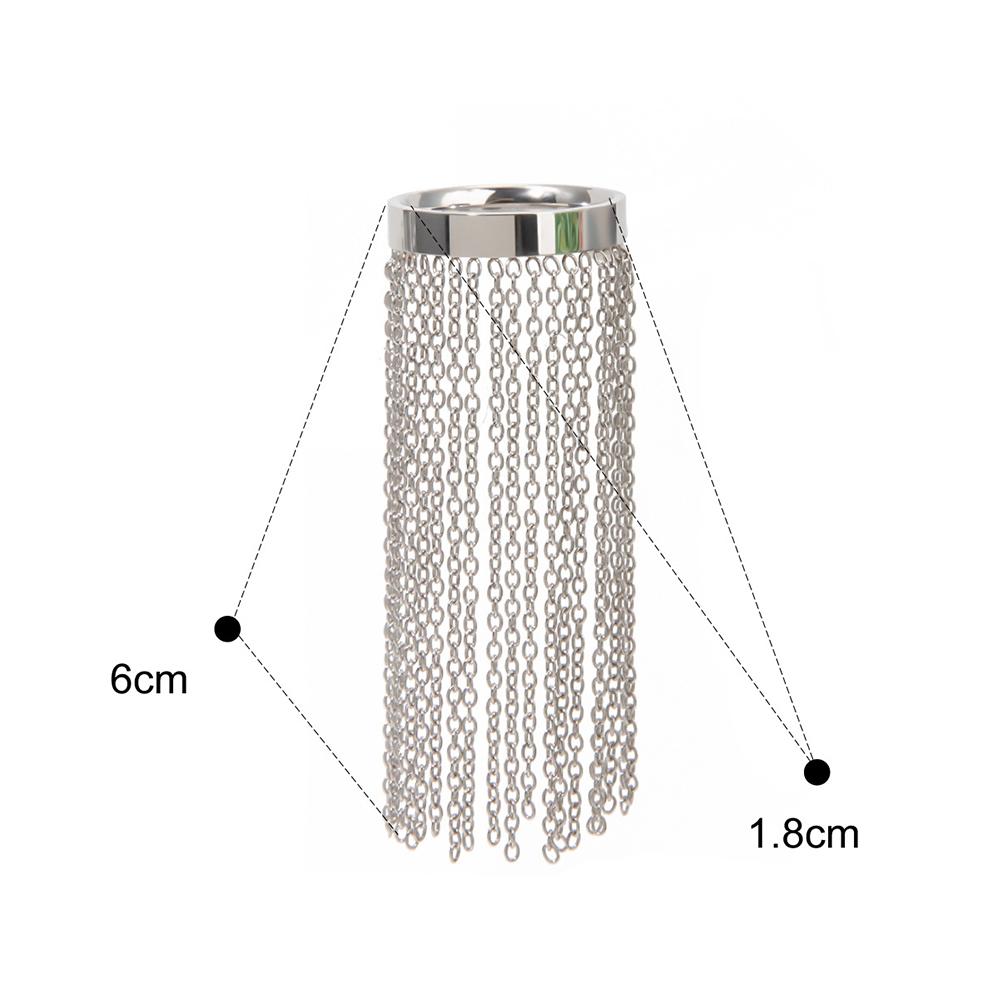 Fashion Statement Stainless Steel Long Tassel Chain Open Wide Ring Vintage Hip Hop Geometric Jewelry Trendy Party Gift for Women