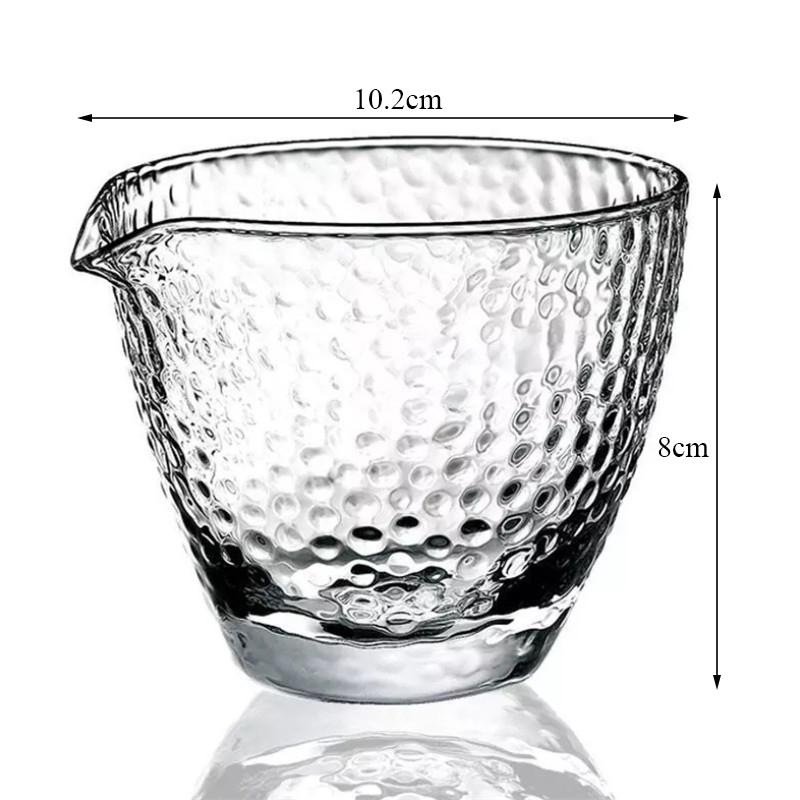 

Creative Hammer Pattern Heat Resistant Glass Gold Side Handle Fair Cup Kung Fu Drinkware Transparent Tea Dispenser Office Kettle