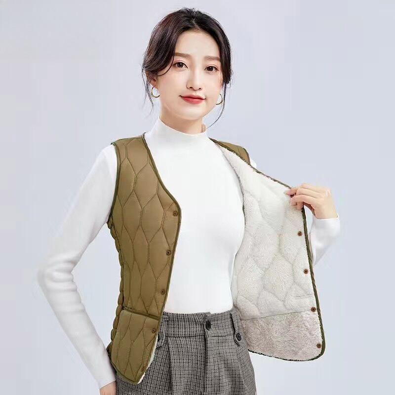 Autumn and Winter Down Cotton Vest Women Thickened Slim and Thin Inner Wear Large Size Short Vest