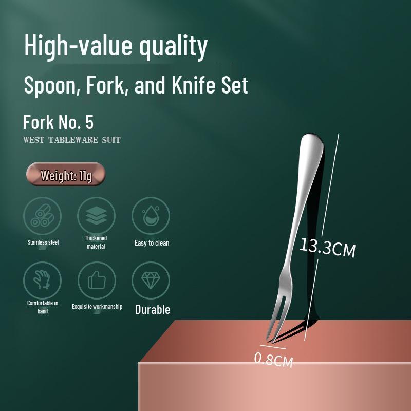 1010 Stainless Steel Western Cutlery Set: Knife, Fork, Spoon, Dessert & Coffee Spoon, Steak Knife.