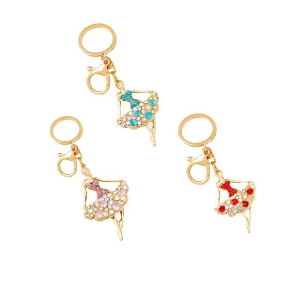 Ballerina Rhinestones Keychain Sparkling Ballet Dancer Key Ring for Women Girls Elegant Car Accessory Bag Charm Romantic Gift for Dancers Birthday