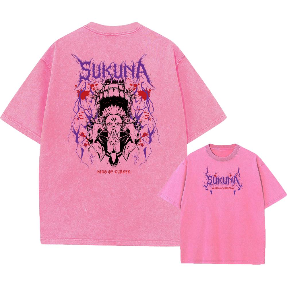 Anime Acidové tričko Jujutsu Kaisen Gojo Satoru Trička Vypraná Pánská Dámská Bavlněná Trička Ryomen Sukuna Retro Topy