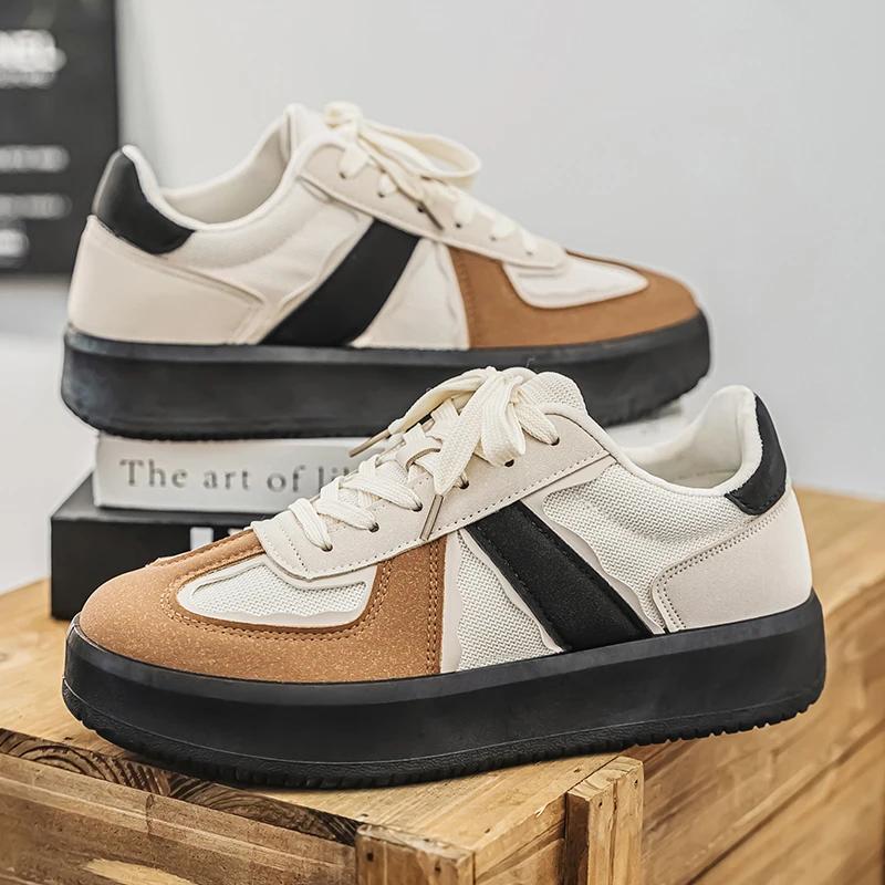 

Vintage Training Shoes, Men s Versatile Breathable Running Sports Shoes, Thick-soled Height-increasing Sneakers, White Sneakers 44 чёрный