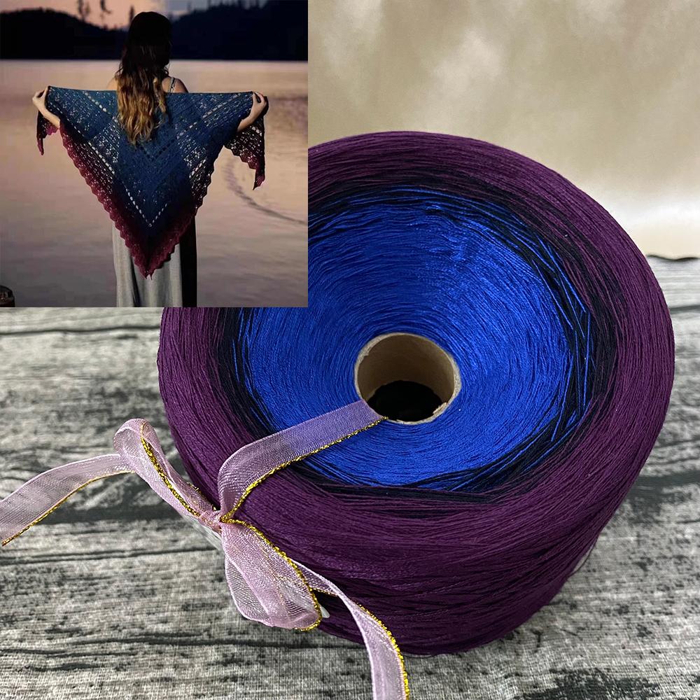 300g Pure Cotton Cake Thread Gradient Long Section Dyed No. 8 Lace Thread for DIY Hand-knitted Shawl Short-sleeved Skirt Blanket
