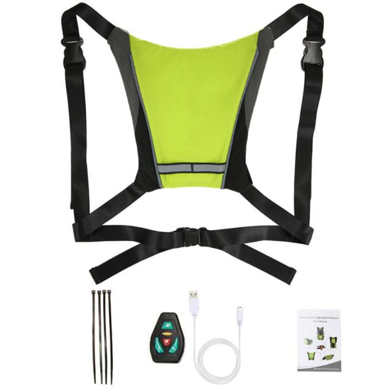 Neu 2024 LED Drahtlose Radfahren Weste 20L MTB Bike Tasche Sicherheit LED Blinker Licht Weste Fahrrad Reflektierende Warn Westen Mit Remo