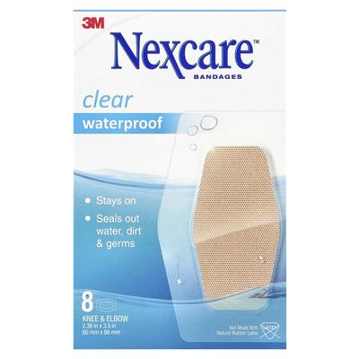 Clear Waterproof Bandages, Knee and Elbow, 8 Bandages