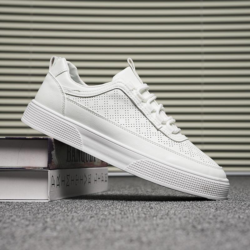 

Мужские летние повседневные белые кроссовки 2024 года: Дышащая, нескользящая, модная спортивная обувь на толстой подошве 41 белый