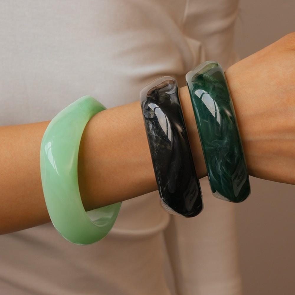 Rozmazaný Akrylový Náramek Pryskyřice Retro Prsten na Ruku Temperament Nepravidelný Široký Náramek Dívky