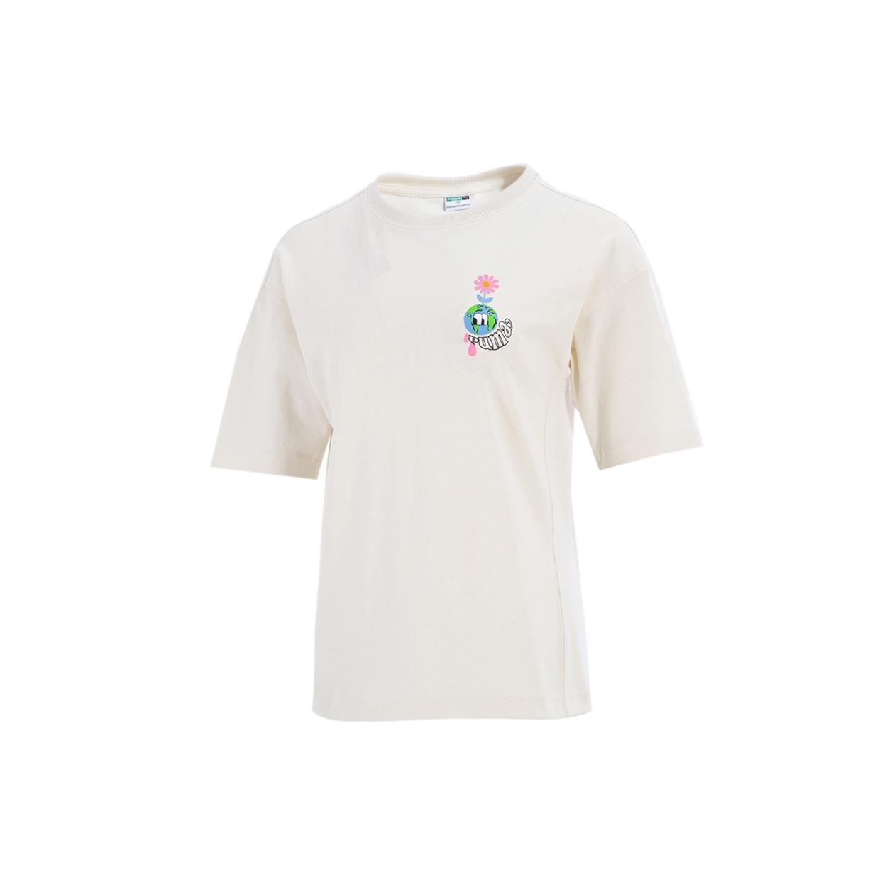 (WMNS) PUMA Downtown Graphic Printing Casual Sports Round Neck Short Sleeve Creamy White Women s 533050-73 XL
