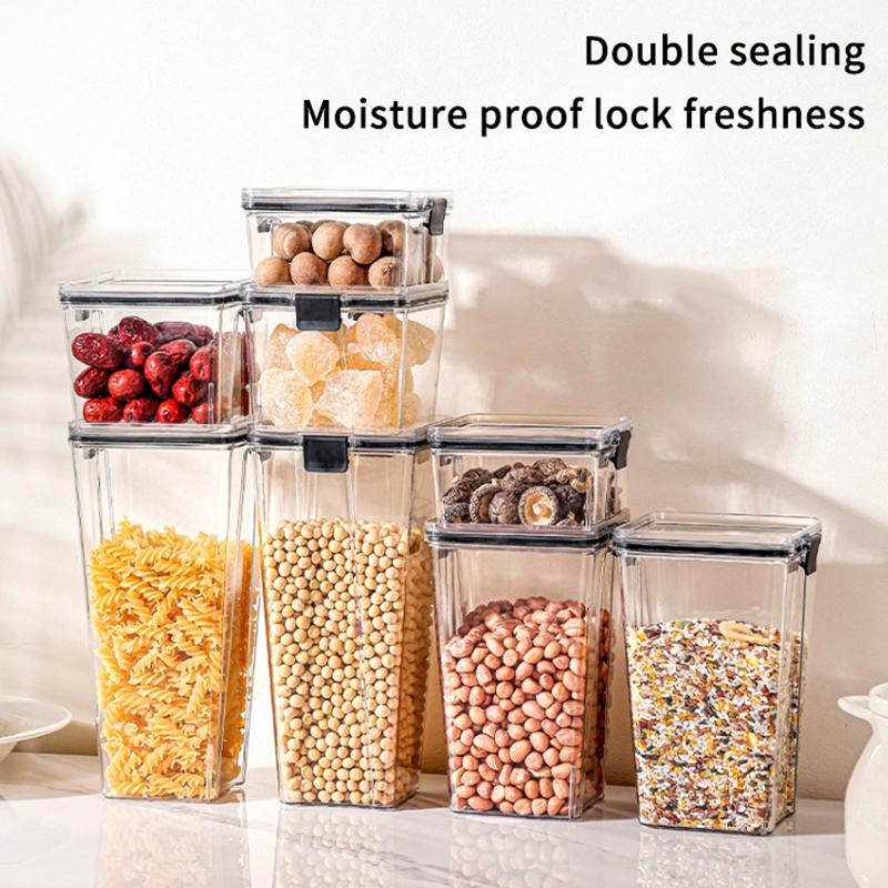 Vzduchotěsná plastová dóza na potraviny Průhledná na cereálie, bonbóny, sušené potraviny Nádoby do lednice Domácí kuchyně