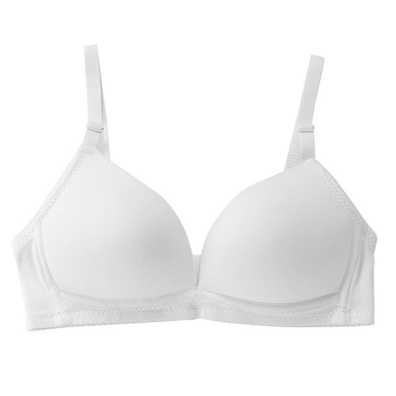 

1 шт. Подростковый удобный хлопковый мягкий подростковый бюстгальтер без косточек, тренировочный бюстгальтер, однотонный 32/70AB белый