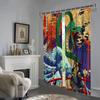 Japanese Style Wave Sun Samurai Manga Caricature Animation Light Filtering Drapes 2 Panelss Thin Window Drapes For Bedroom Space Living Space