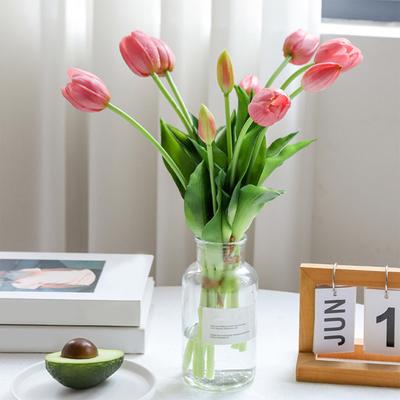 5-köpfiger künstlicher Tulpenstrauß 15,7" langer Stiel Falsche Tulpenblüte Lebensecht Echte Haptik Falsche Tulpen für Frühlings-Blumenarrangement Heimdekoration